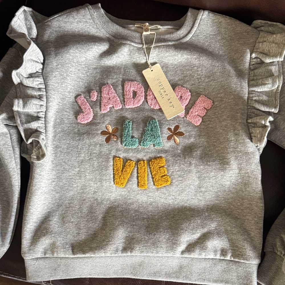 Copper Key Gray Sweatshirt with Colorful Embroidery